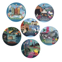 Glasunderlägg Stadsdelarna 6-pack