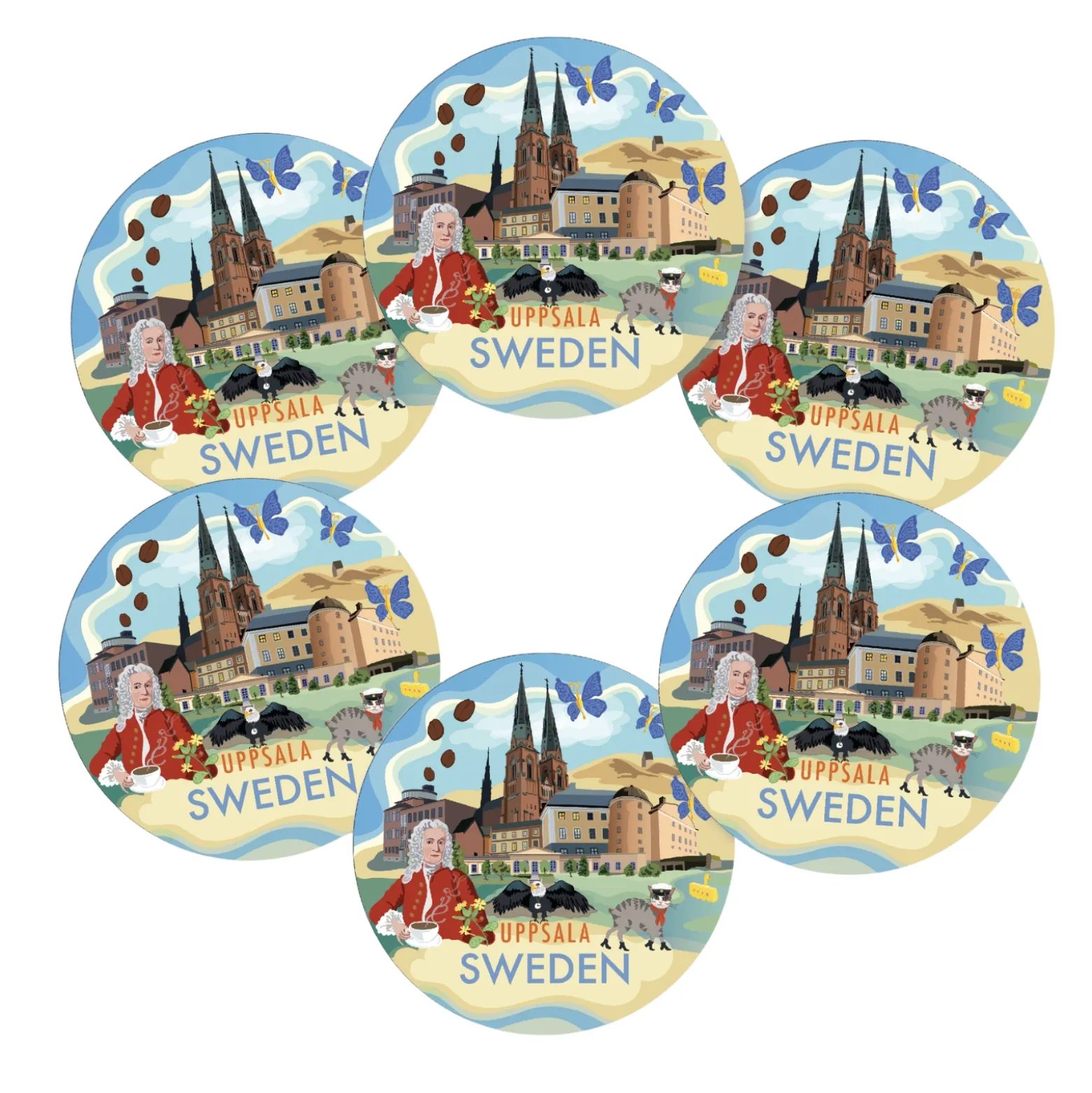 Glasunderlägg Uppsala 6-pack