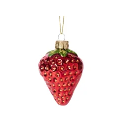 Juldekoration Jordgubbe glas 8,6 cm röd