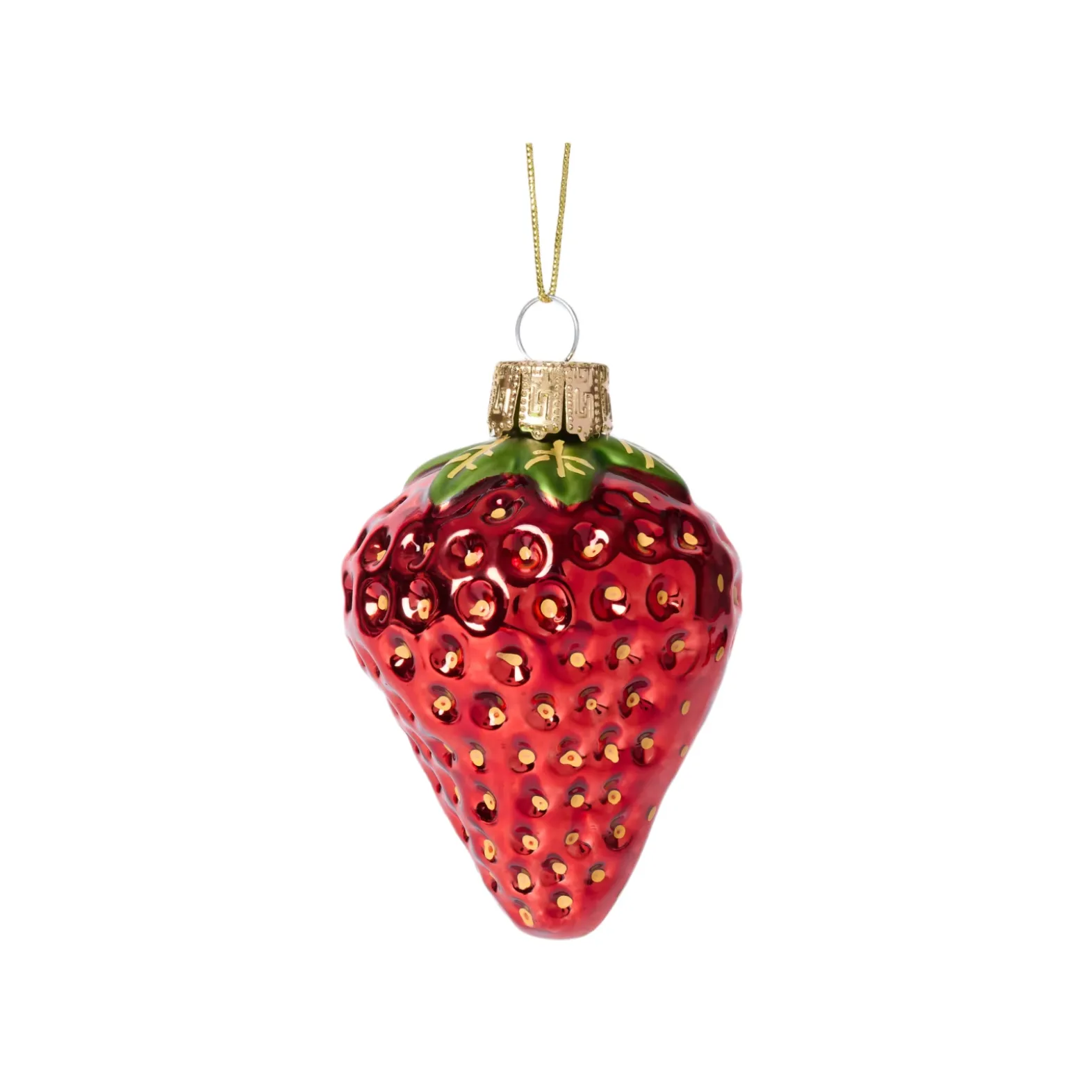 Juldekoration Jordgubbe glas 8,6 cm röd