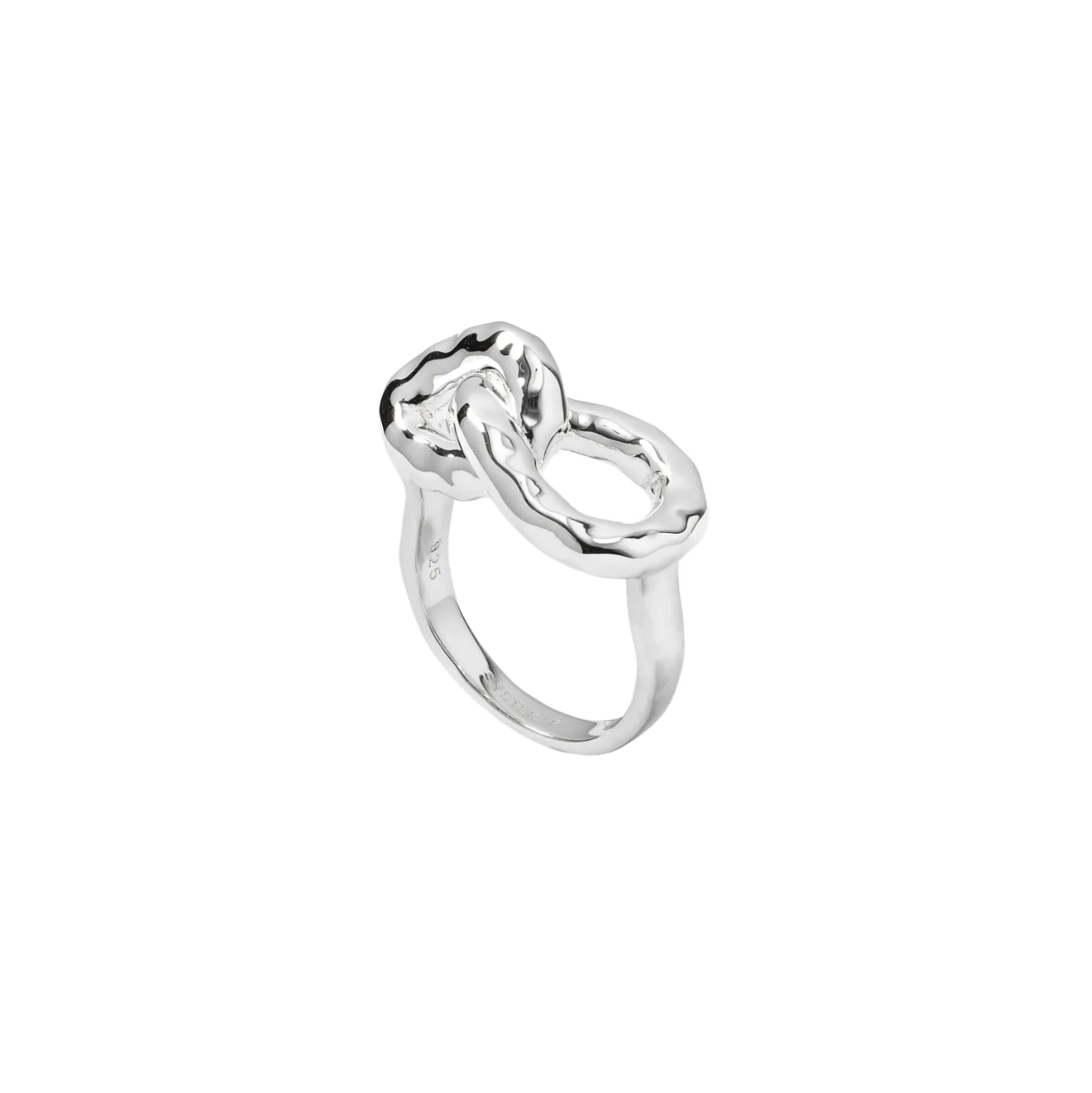 Ring Bolded Hammered Links Silver