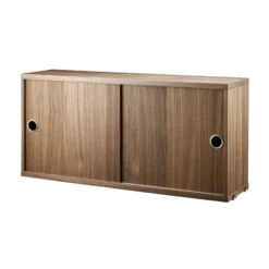 Skåp m skjutdörrar 78x20x37 valnöt