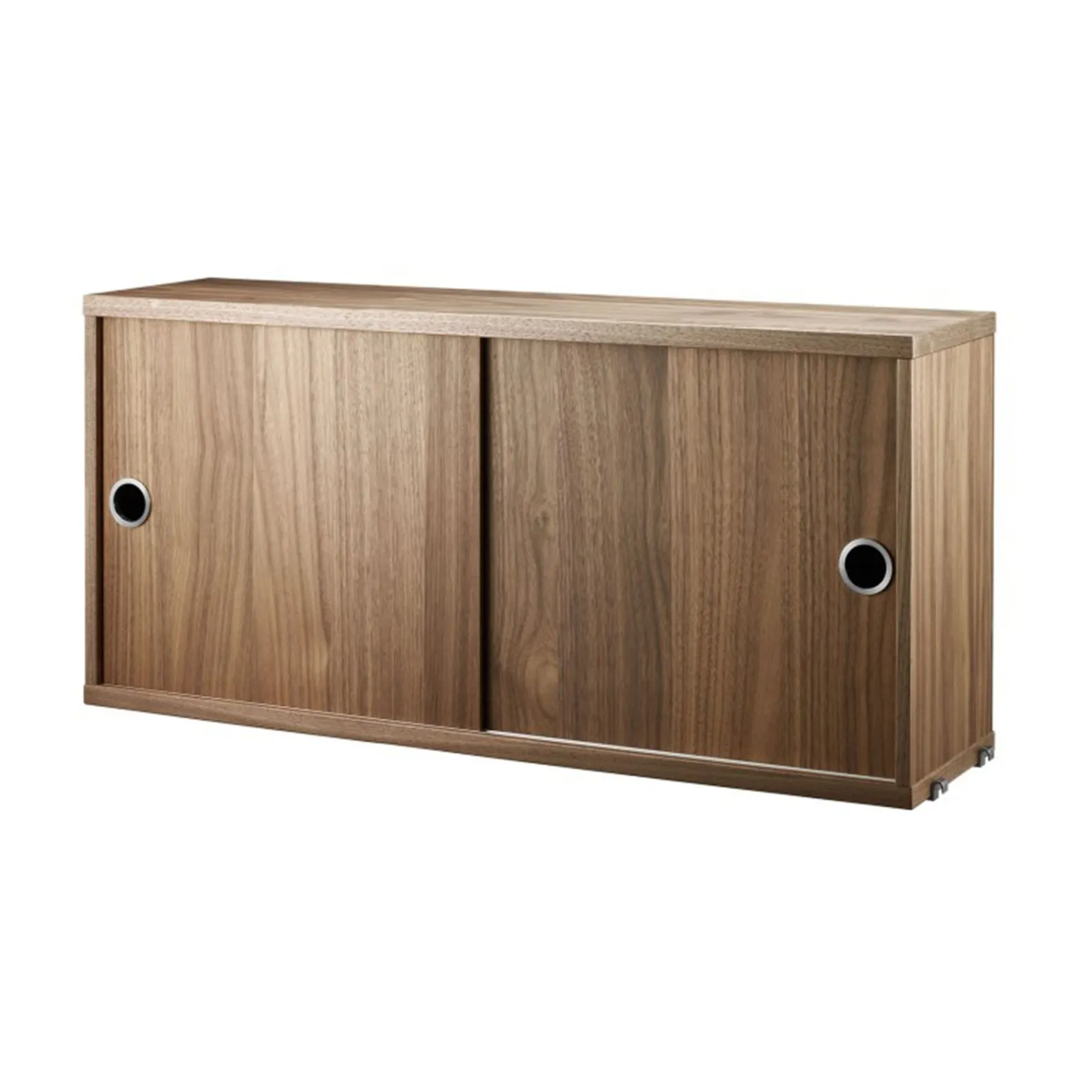 Skåp m skjutdörrar 78x20x37 valnöt