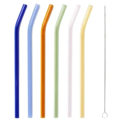 Sugrör glas 20 cm 6-p multi